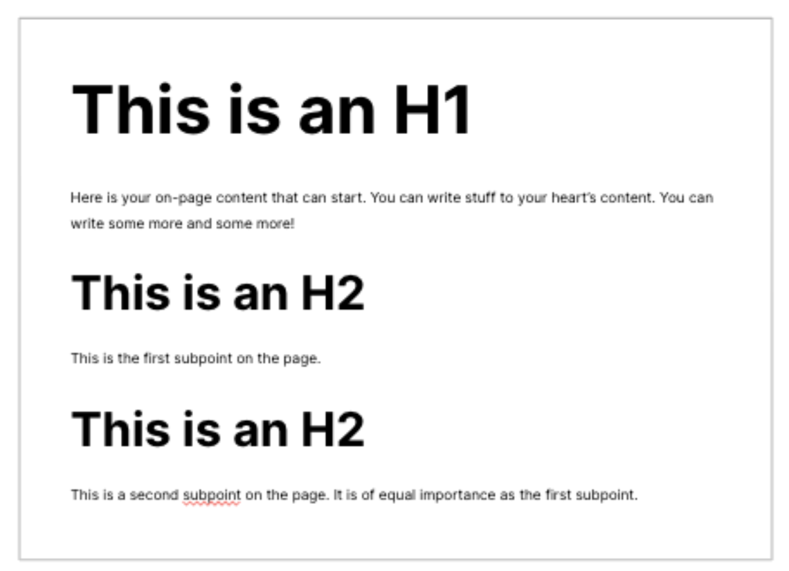 example of H1, H2, H3 in sequential order